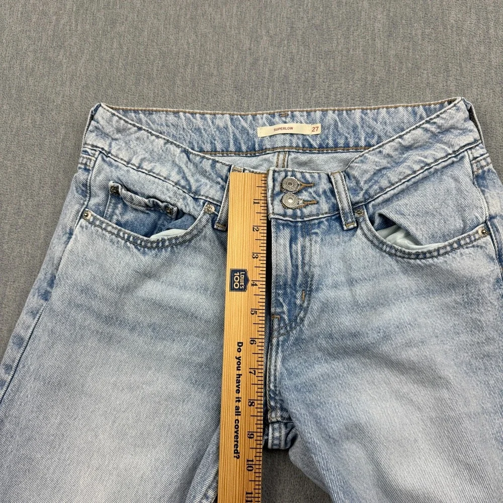 Levis Jeans Women 27X31 Blue Superlow Baggy Wide Leg Relax Light Wash Denim Y2K